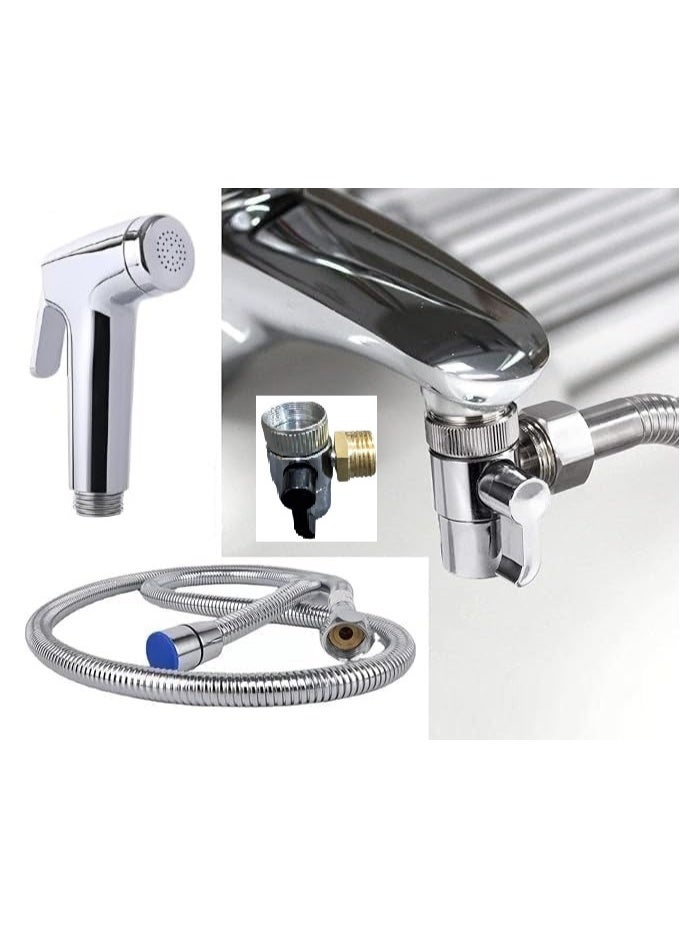 Complete travel bidet (2-meter Italian hose) with brass adapter (works on multiple water sources) - Image 3